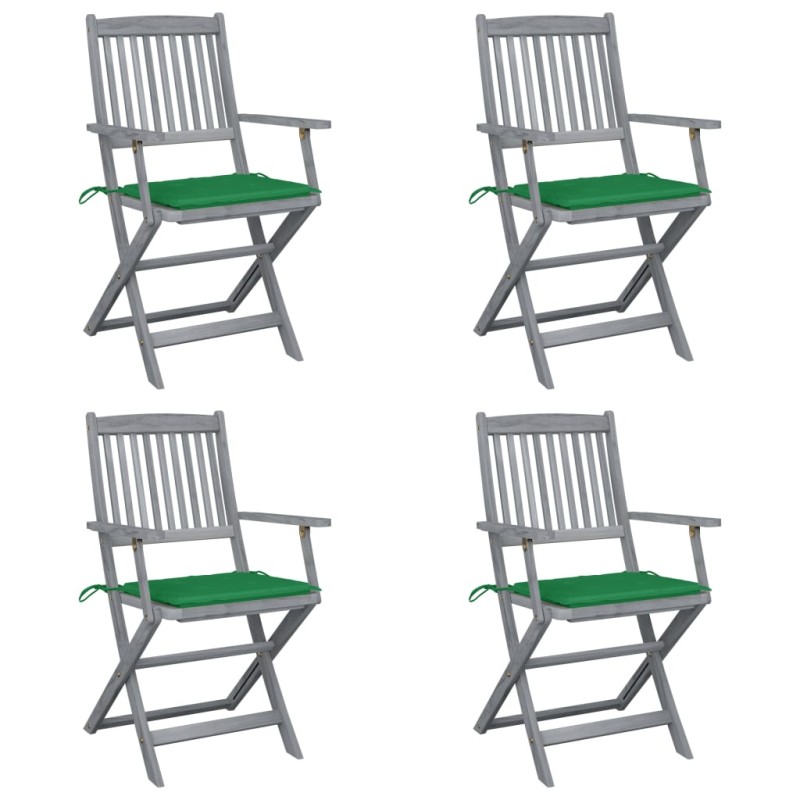 Klappbare Gartenstühle 4 Stk. mit Sitzkissen Massivholz Akazie