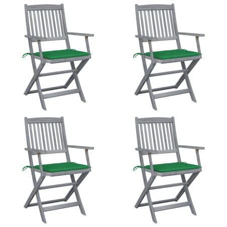 Klappbare Gartenstühle 4 Stk. mit Sitzkissen Massivholz Akazie