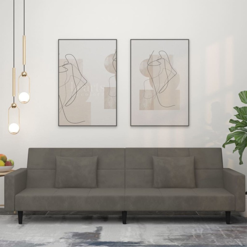 vidaXL Schlafsofa 2-Sitzer mit 2 Kissen Dunkelgrau Samt vidaXL Schlafsofa 2-Sitzer mit 2 Kissen Dunkelgrau Samt