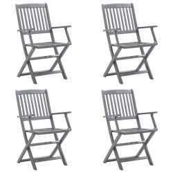 Klappbare Gartenstühle 4 Stk. mit Sitzkissen Massivholz Akazie