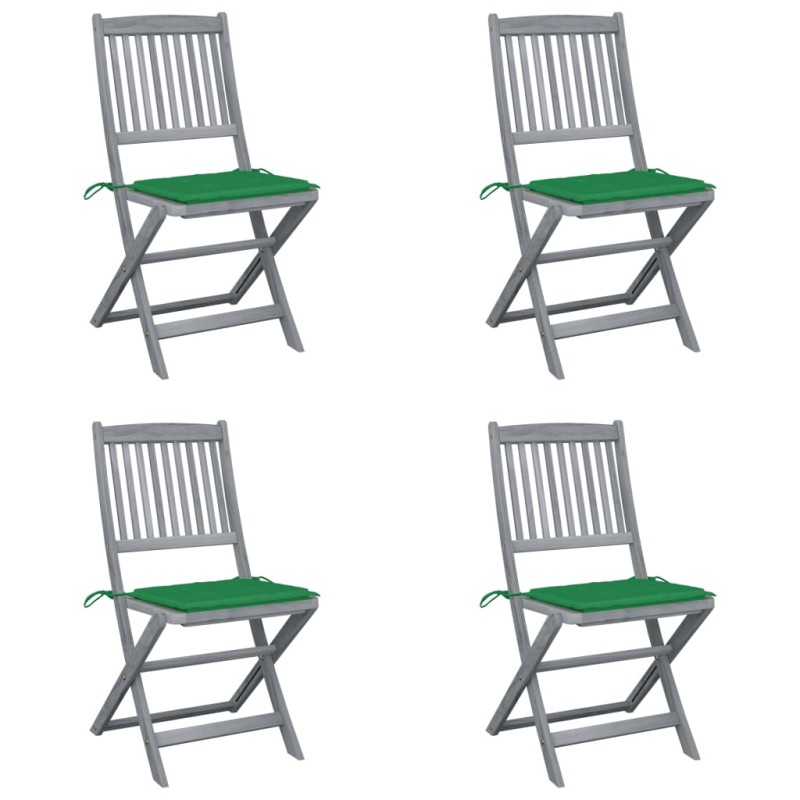 Klappbare Gartenstühle 4 Stk. mit Kissen Massivholz Akazie Klappbare Gartenstühle 4 Stk. mit Kissen Massivholz Akazie