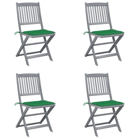 Klappbare Gartenstühle 4 Stk. mit Kissen Massivholz Akazie