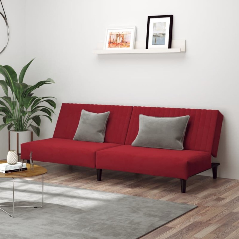 vidaXL Schlafsofa 2-Sitzer Weinrot Samt vidaXL Schlafsofa 2-Sitzer Weinrot Samt