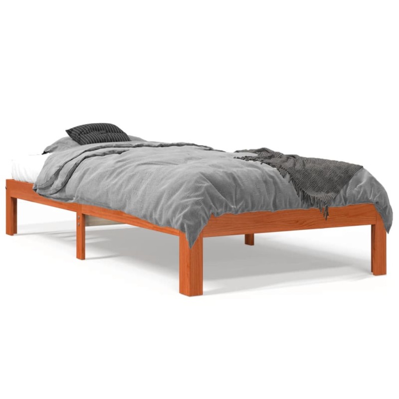 vidaXL Massivholzbett ohne Matratze Wachsbraun 90x190 cm Kiefernholz vidaXL Massivholzbett ohne Matratze Wachsbraun 90x190 cm Kiefernholz