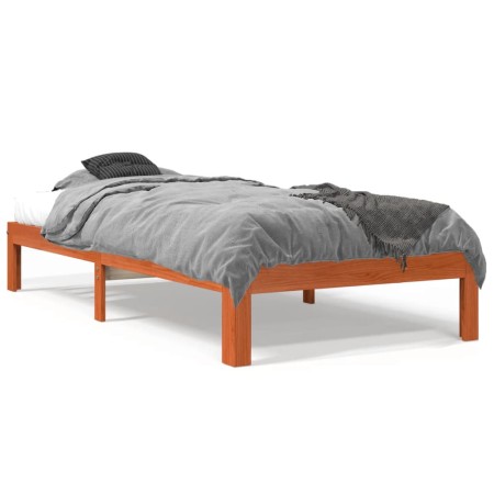 vidaXL Massivholzbett ohne Matratze Wachsbraun 90x190 cm Kiefernholz