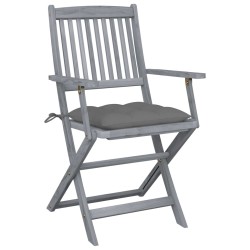 vidaXL Klappbare Gartenstühle 2 Stk. mit Kissen Massivholz Akazie