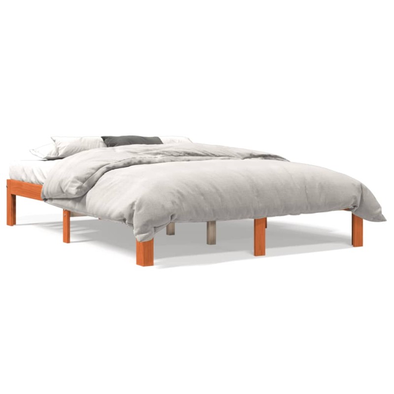 vidaXL Massivholzbett ohne Matratze Wachsbraun 135x190 cm Kiefernholz vidaXL Massivholzbett ohne Matratze Wachsbraun 135x190 cm Kiefernholz