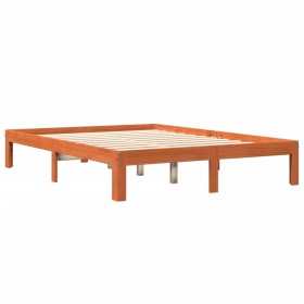 vidaXL Massivholzbett ohne Matratze Wachsbraun 135x190 cm Kiefernholz