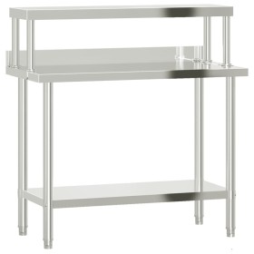 vidaXL Küchen-Arbeitstisch mit Aufsatzboard 110x55x120 cm Edelstahl