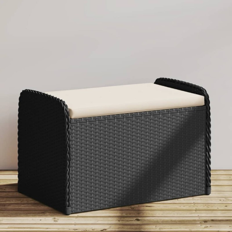 vidaXL Sitzbank mit Stauraum & Kissen Schwarz 80x51x52 cm Poly Rattan vidaXL Sitzbank mit Stauraum & Kissen Schwarz 80x51x52 cm Poly Rattan
