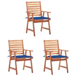 Garten-Essstühle 3 Stk. mit Kissen Massivholz Akazie