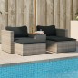 vidaXL 5-tlg. Garten-Sofagarnitur mit Kissen Grau Poly Rattan Akazie vidaXL 5-tlg. Garten-Sofagarnitur mit Kissen Grau Poly Rattan Akazie