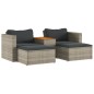 vidaXL 5-tlg. Garten-Sofagarnitur mit Kissen Grau Poly Rattan Akazie vidaXL 5-tlg. Garten-Sofagarnitur mit Kissen Grau Poly Rattan Akazie