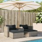 vidaXL 5-tlg. Garten-Sofagarnitur mit Kissen Grau Poly Rattan Akazie vidaXL 5-tlg. Garten-Sofagarnitur mit Kissen Grau Poly Rattan Akazie