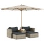 vidaXL 5-tlg. Garten-Sofagarnitur mit Kissen Grau Poly Rattan Akazie vidaXL 5-tlg. Garten-Sofagarnitur mit Kissen Grau Poly Rattan Akazie