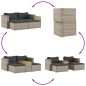 vidaXL 5-tlg. Garten-Sofagarnitur mit Kissen Grau Poly Rattan Akazie vidaXL 5-tlg. Garten-Sofagarnitur mit Kissen Grau Poly Rattan Akazie