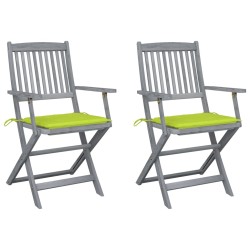Klappbare Gartenstühle 2 Stk. mit Sitzkissen Massivholz Akazie