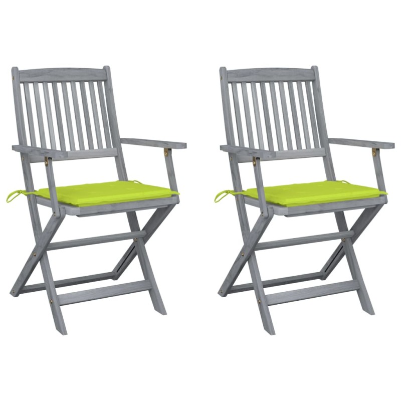 Klappbare Gartenstühle 2 Stk. mit Sitzkissen Massivholz Akazie Klappbare Gartenstühle 2 Stk. mit Sitzkissen Massivholz Akazie