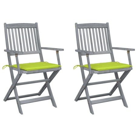 Klappbare Gartenstühle 2 Stk. mit Sitzkissen Massivholz Akazie