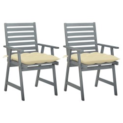 Garten-Essstühle mit Kissen 2 Stk. Massivholz Akazie