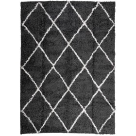 vidaXL Teppich Shaggy Hochflor Modern Schwarz und Creme 200x280 cm