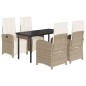 vidaXL 5-tlg. Garten-Essgruppe mit Kissen Beige Poly Rattan vidaXL 5-tlg. Garten-Essgruppe mit Kissen Beige Poly Rattan