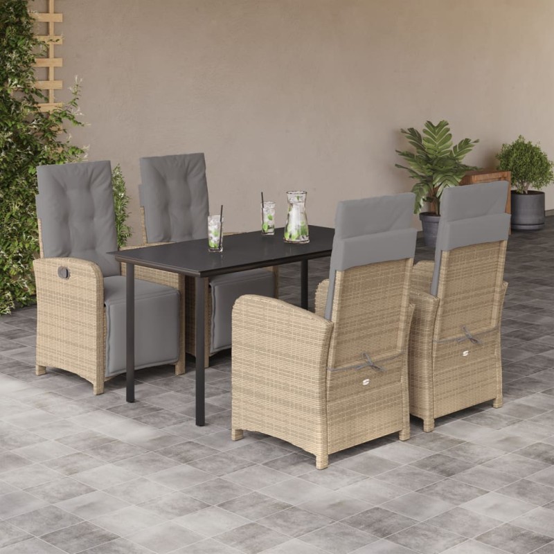 vidaXL 5-tlg. Garten-Essgruppe mit Kissen Beige Poly Rattan vidaXL 5-tlg. Garten-Essgruppe mit Kissen Beige Poly Rattan