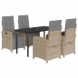 vidaXL 5-tlg. Garten-Essgruppe mit Kissen Beige Poly Rattan vidaXL 5-tlg. Garten-Essgruppe mit Kissen Beige Poly Rattan