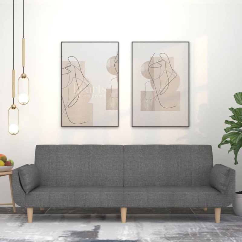 vidaXL Schlafsofa 2-Sitzer mit 2 Kissen Hellgrau Stoff vidaXL Schlafsofa 2-Sitzer mit 2 Kissen Hellgrau Stoff