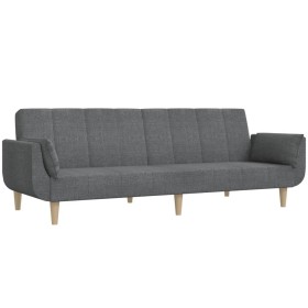 vidaXL Schlafsofa 2-Sitzer mit 2 Kissen Hellgrau Stoff