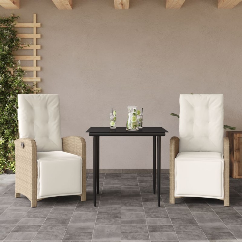 vidaXL 3-tlg. Bistro-Set mit Kissen Beige Poly Rattan vidaXL 3-tlg. Bistro-Set mit Kissen Beige Poly Rattan