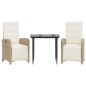 vidaXL 3-tlg. Bistro-Set mit Kissen Beige Poly Rattan vidaXL 3-tlg. Bistro-Set mit Kissen Beige Poly Rattan