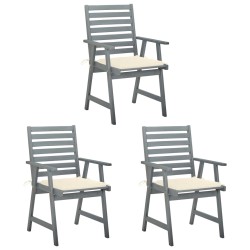 Garten-Essstühle mit Kissen 3 Stk. Massivholz Akazie