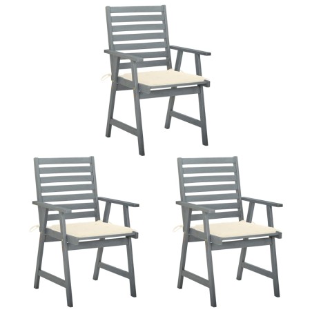 Garten-Essstühle mit Kissen 3 Stk. Massivholz Akazie