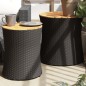 vidaXL Garten-Beistelltische 2 Stk. mit Holzplatte Schwarz Poly Rattan vidaXL Garten-Beistelltische 2 Stk. mit Holzplatte Schwarz Poly Rattan