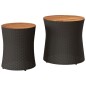 vidaXL Garten-Beistelltische 2 Stk. mit Holzplatte Schwarz Poly Rattan vidaXL Garten-Beistelltische 2 Stk. mit Holzplatte Schwarz Poly Rattan