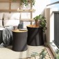 vidaXL Garten-Beistelltische 2 Stk. mit Holzplatte Schwarz Poly Rattan vidaXL Garten-Beistelltische 2 Stk. mit Holzplatte Schwarz Poly Rattan