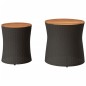 vidaXL Garten-Beistelltische 2 Stk. mit Holzplatte Schwarz Poly Rattan vidaXL Garten-Beistelltische 2 Stk. mit Holzplatte Schwarz Poly Rattan
