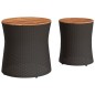 vidaXL Garten-Beistelltische 2 Stk. mit Holzplatte Schwarz Poly Rattan vidaXL Garten-Beistelltische 2 Stk. mit Holzplatte Schwarz Poly Rattan