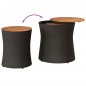 vidaXL Garten-Beistelltische 2 Stk. mit Holzplatte Schwarz Poly Rattan vidaXL Garten-Beistelltische 2 Stk. mit Holzplatte Schwarz Poly Rattan