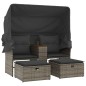 vidaXL Gartensofa 2-Sitzer mit Dach und Hockern Grau Poly Rattan vidaXL Gartensofa 2-Sitzer mit Dach und Hockern Grau Poly Rattan