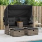 vidaXL Gartensofa 2-Sitzer mit Dach und Hockern Grau Poly Rattan vidaXL Gartensofa 2-Sitzer mit Dach und Hockern Grau Poly Rattan