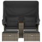 vidaXL Gartensofa 2-Sitzer mit Dach und Hockern Grau Poly Rattan vidaXL Gartensofa 2-Sitzer mit Dach und Hockern Grau Poly Rattan