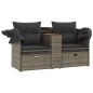 vidaXL Gartensofa 2-Sitzer mit Dach und Hockern Grau Poly Rattan vidaXL Gartensofa 2-Sitzer mit Dach und Hockern Grau Poly Rattan
