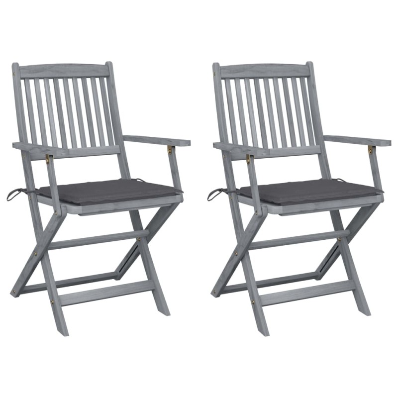 Klappbare Gartenstühle 2 Stk. mit Sitzkissen Massivholz Akazie Klappbare Gartenstühle 2 Stk. mit Sitzkissen Massivholz Akazie