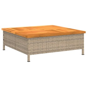 vidaXL Gartentisch Beige 70x70x25 cm Rattan und Akazienholz