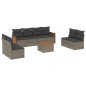 vidaXL 9-tlg. Garten-Sofagarnitur mit Kissen Grau Poly Rattan vidaXL 9-tlg. Garten-Sofagarnitur mit Kissen Grau Poly Rattan