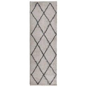 vidaXL Teppich Shaggy Hochflor Modern Beige und Anthrazit 80x250 cm