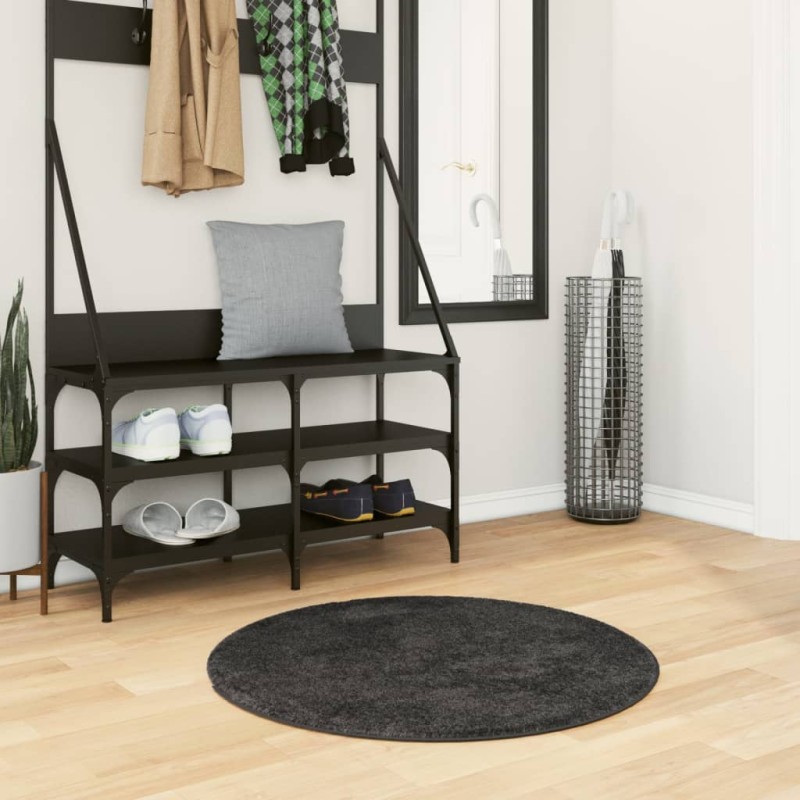 vidaXL Teppich Shaggy Hochflor Modern Anthrazit Ø 80 cm vidaXL Teppich Shaggy Hochflor Modern Anthrazit Ø 80 cm