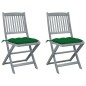 Klappbare Gartenstühle 2 Stk. mit Kissen Massivholz Akazie Klappbare Gartenstühle 2 Stk. mit Kissen Massivholz Akazie